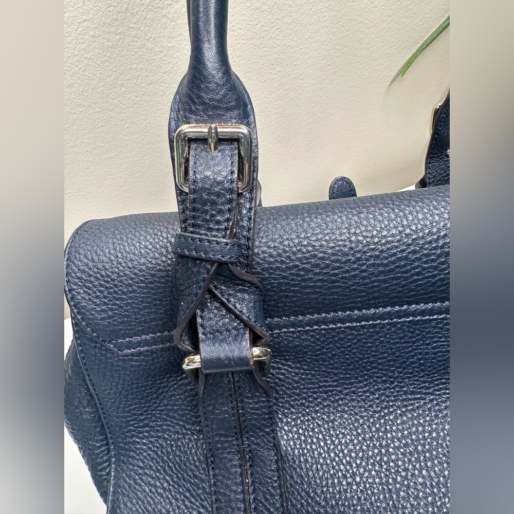 L.K. Bennett “Emma” Navy Pebbled Leather Satchel Bag | Classic British Style - Picture 7 of 11